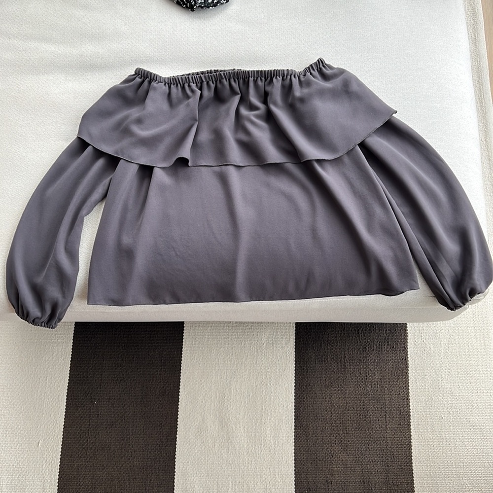 WILFRED Off Shoulder Ruffle Blouse **IN GREY**